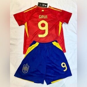 Gavi Spain 9 Kids Youth Small Age 6-7 Size 24 Soccer Jersey Kit New with Tags